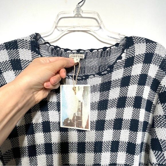Fish & Kids Vichy Gingham Knit Dress in Blue and White M NWT - Picture 9 of 15